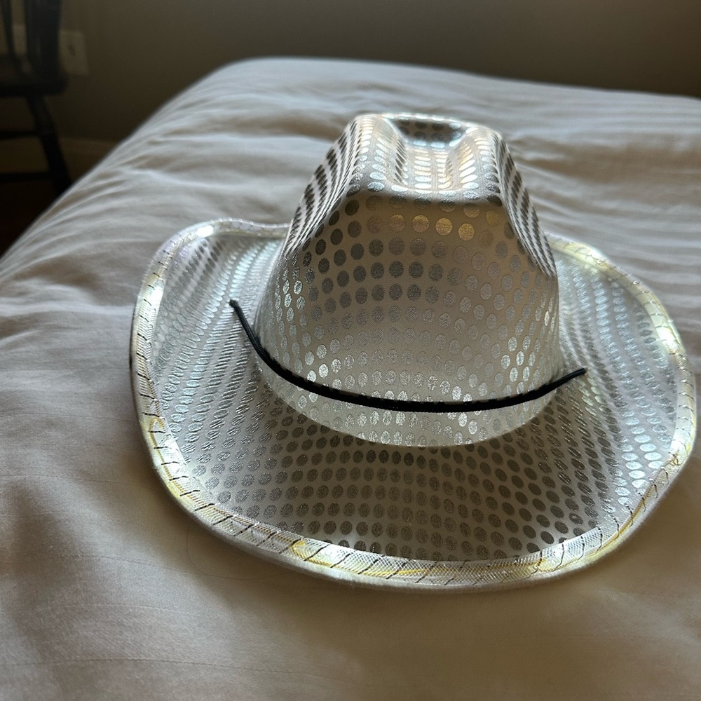 Silver Polka Dot Cowboy Hat Beyoncé Concert hat Lights up